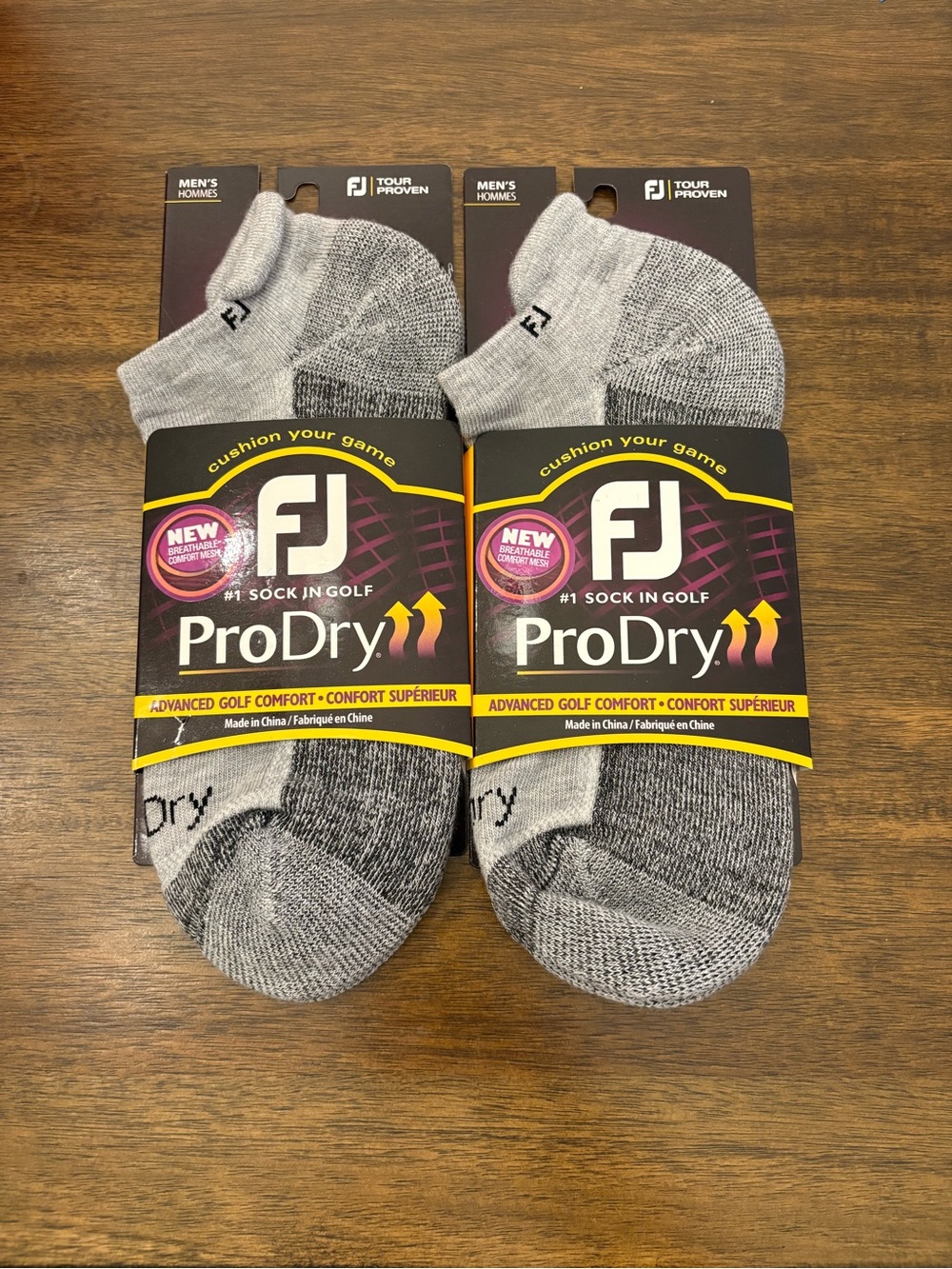 FootJoy ProDry Men's Low-Cut Athletic Golf Socks - Gray Heather (2-Pack)
